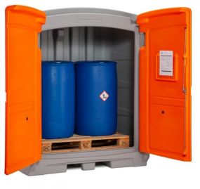 Vaten opslagdepot met openslaande deuren - 2 x 200 ltr.