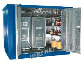 Milieucontainer WHG 3-L staal verzinkt, afmetingen 300 x 218 x 235 cm(6 m²), deur lange zijde