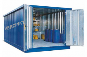 Milieucontainer WHG 5-K staal verzinkt, afmetingen 223 x 500 x 235 cm(11 m²), deur korte zijde