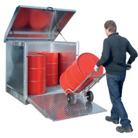 opslagdepot voor max. 4 vaten van 200 liter