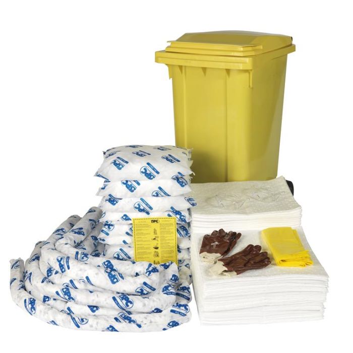 Olie spill kit(olie, diesel, benzine, kerosine, etc) 240 ltr rolcontainer economic Olie spill kit(olie, diesel, benzine, kerosine, etc) 240 ltr rolcontainer economic