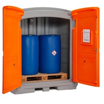 Vaten opslagdepot met openslaande deuren - 2 x 200 ltr.