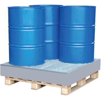 Stalen verzinkte lekbak (255ltr) - met rooster - 120x120x18,5cm