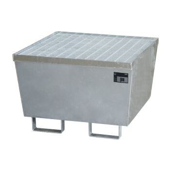 Staal verzinkte lekbak (243ltr) - met rooster - 80x80x54,5cm