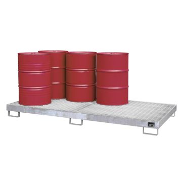 Stalen verzinkte lekbak (340ltr) - met rooster - 265x130x21cm