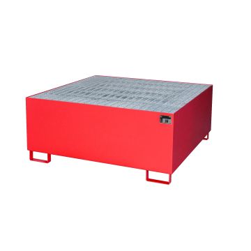 Stalen IBC lekbak (1100ltr) - met rooster - 146x146x62cm
