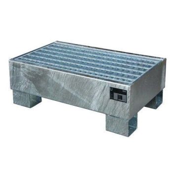 Stalen verzinkte lekbak (103ltr) - met rooster - 130x80x20cm