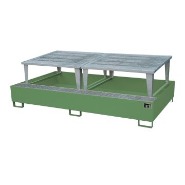 Staal gelakte lekbak (1140ltr) - met rooster - 265x146x86,3cm