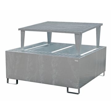 Staal verzinkte lekbak (1100ltr) - met rooster - 146x146x109cm