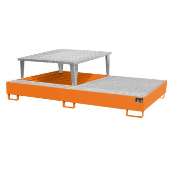 Stalen gelakte lekbak (1140ltr) - met rooster - 265x146x86cm