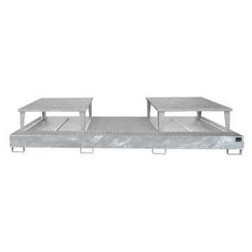 Stalen verzinkte lekbak (1170ltr) - met rooster - 385x146x78cm