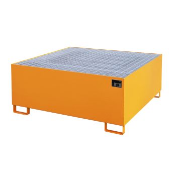 Stalen IBC lekbak (1100ltr) - met rooster - 146x146x62cm