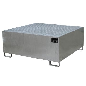 Stalen IBC lekbak (1100ltr) - met rooster - 146x146x62cm