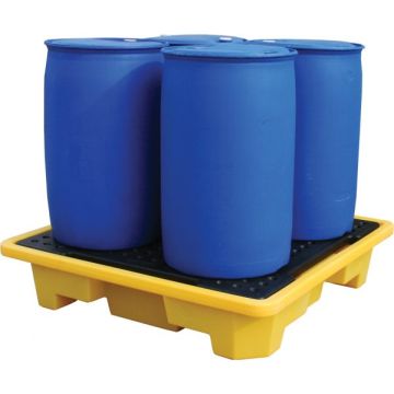 4-Drum kunststof lekbak (250ltr) - met rooster - 146x146x31cm