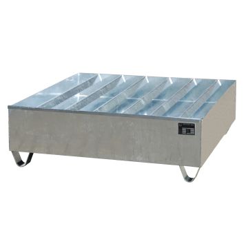 Staal verzinkte lekbak (435ltr) - verzinkt rooster - 120x120x41cm