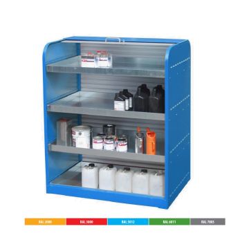 Stalen opslagdepot met roldeur - voor klein emballage