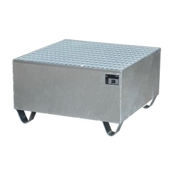 Stalen verzinkte lekbak (221ltr) - met rooster - 80x80x46cm