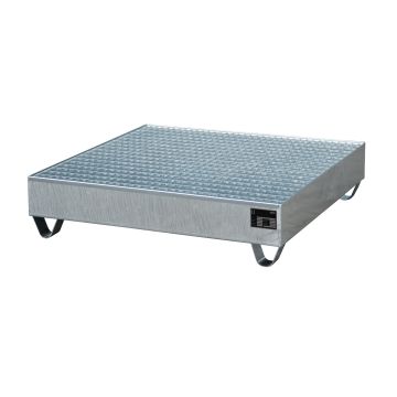 Stalen verzinkte lekbak (255ltr) - met rooster - 120x120x28,5cm