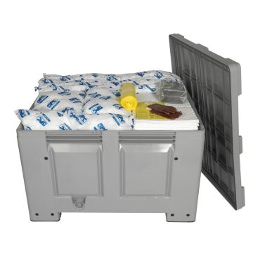 Olie spill kit 600 ltr reliable opgeborgen in grijze kunststof box