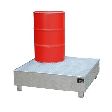 Staal verzinkte lekbak (440ltr) - met rooster - 120x120x41,5cm